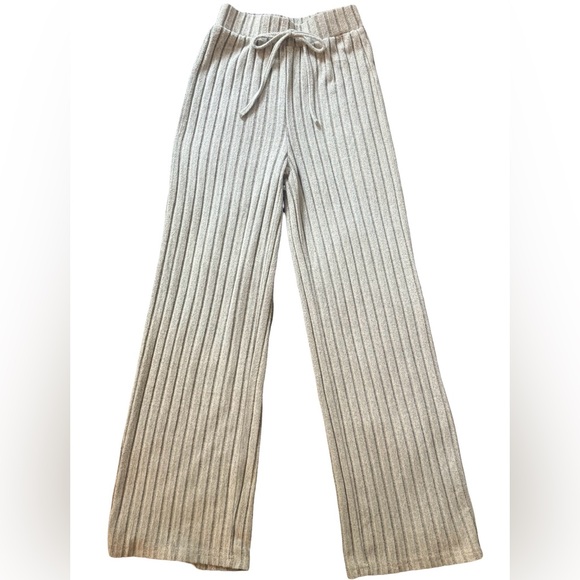 SHEIN Pants - SHEIN - Women's Solid Rib Knit Wide Leg Pants